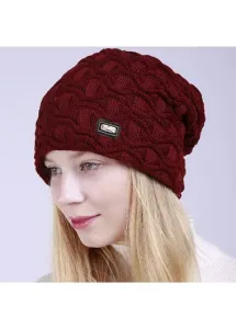 Modlily Wine Red Acrylic Material Hat Beanie - One Size