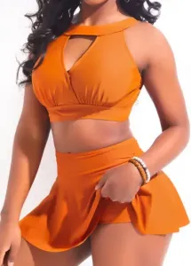 Modlily Cut Out High Waisted Orange Bikini Set - XL