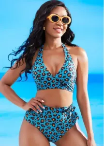 Modlily Halter Leopard High Waisted Bikini Set - 3XL