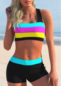 Modlily Criss Cross Low Waisted Dazzle Colorful Print Bikini Set - XL