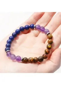 Modlily Beaded Design Round Light Purple Bracelet - One Size