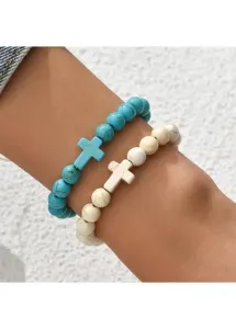 Modlily Mint Green Cross Design Bracelet Set - One Size