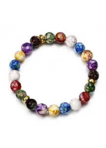 Modlily Multi Color Marble Beaded Agate Bracelet - One Size