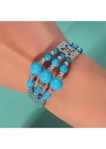 Modlily Neon Blue Alloy Layered Design Bracelet - One Size