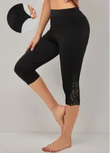 Modlily Black High Waisted Capri Elastic Waist Leggings - XL #904098