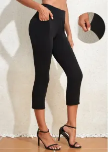 Modlily Black High Waisted Capri Elastic Waist Leggings - XL #969377
