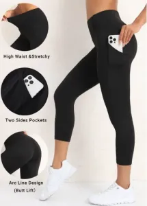 Modlily Black Pocket Skinny Elastic Waist Yoga Legging - 2XL #1008957