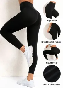 Modlily Black Skinny Elastic Waist High Waisted Yoga Legging - L #1008972