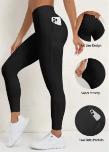 Modlily Skinny Black Pocket Elastic Waist Yoga Legging - XL