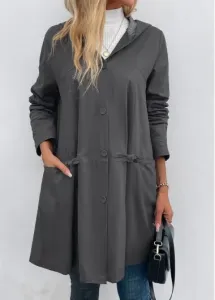 Modlily Dark Grey Pocket Long Sleeve Hooded Coat - L #1172338