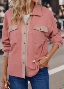 Modlily Dusty Pink Pocket Long Sleeve Coat - S