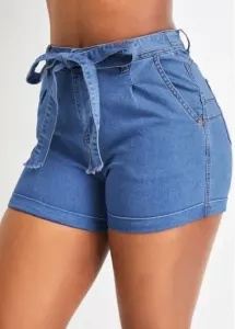 Modlily Skinny Pocket Zipper Fly Denim Shorts - XL