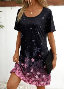 Modlily Black Floral Print Shift Dress - XL