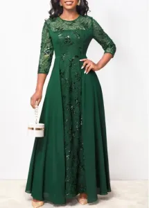Modlily Blackish Green Lace Sequin Maxi Dress - XXL