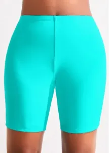 Modlily High Waisted Plus Size Cyan Swim Shorts - 3X