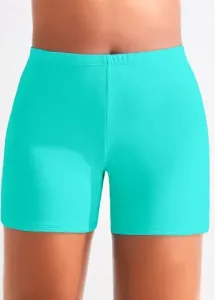 Modlily High Waisted Plus Size Cyan Swimwear Shorts - 2X