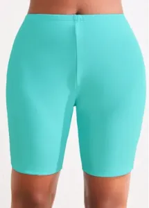 Modlily High Waisted Plus Size Mint Green Swim Shorts - 1X #173681