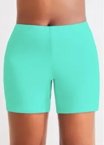Modlily High Waisted Plus Size Mint Green Swim Shorts - 1X #173690