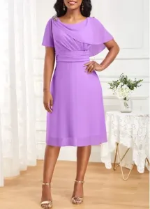 Modlily Light Purple Layered Sleeveless Round Neck Dress - L