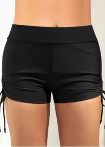 Modlily Mid Waisted Plus Size Black Swim Shorts - 2X