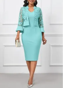 Modlily Mint Green Two Piece Dress and Cardigan - M