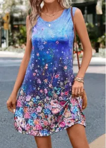 Modlily Multi Color Lightweight Floral Print Dress - XL