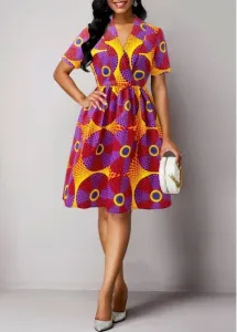 Modlily Multi Color Umbrella Hem African Tribal Print Dress - M #1305391