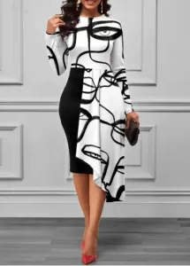 Modlily Overlay Character Print Long Sleeve Dress - XL