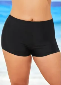 Modlily Plus Size Black High Waisted Swimwear Shorts - 1X #174765