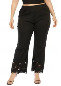 Modlily Plus Size Pierced Elastic Waist Pants - XL