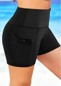 Modlily Plus Size Pocket Detail High Waist Swim Shorts - 1X