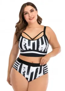 Modlily Plus Size Printed Spaghetti Strap Bikini Set - L