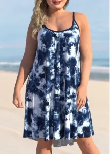 Modlily Plus Size Tie Dye Print Black Nautical Cover Up Dress - 1X