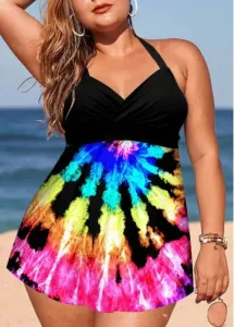 Modlily Mid Waisted Plus Size Tie Swimdress and Panty - 2X
