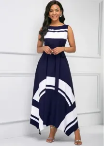 Modlily Printed Asymmetric Hem Sleeveless Maxi Dress - L