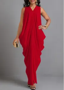 Modlily Red Split O Shape Sleeveless Maxi Dress - 2XL