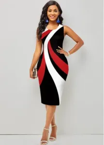 Modlily Sleeveless Round Neck Contrast Printed Dress - XL