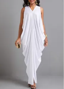 Modlily White Split O Shape Sleeveless Maxi Dress - L