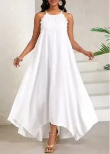Modlily White Lace A Line Sleeveless Maxi Dress - S