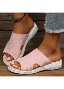 Modlily Flip Flops Light Pink Open Toe Low Heel Sliders - 36