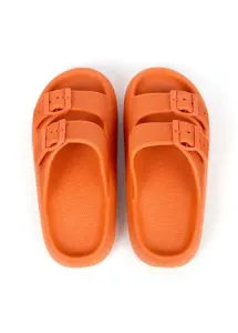 Modlily Flip Flops Open Toe Orange Low Heel Sliders - 36