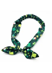 Modlily Green Bowknot Saint Patrick Flag Design Headband - One Size