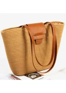 Modlily Dark Camel Magnetic Design Cotton Shoulder Bag - One Size
