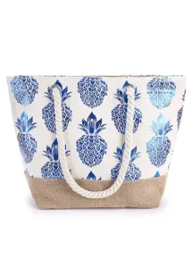 Modlily Fruit Printing Zip Blue Shoulder Bag - One Size