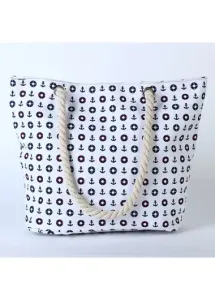 Modlily Geometric Print Open Shoulder White Bag - One Size