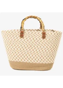 Modlily Light Camel Straw Open Hand Bag - One Size