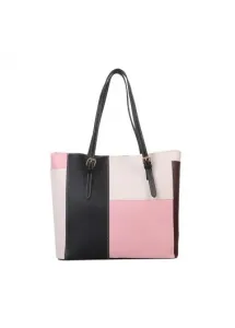 Modlily Pink Geometric Print Zip Shoulder Bag - One Size