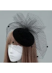 Modlily Black Mesh Fuzzy Ball Design Hat - One Size