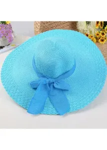 Modlily Light Blue Bowknot Detail Sun Hat - One Size