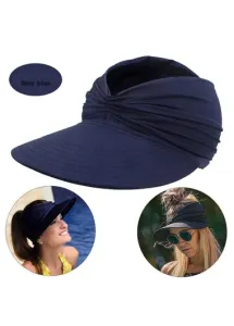 Modlily Navy Ruched Design Sun Visor Hat - One Size